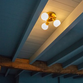 Stropné bodové svetlo zlaté s opálovým sklom 3-svetlo nastaviteľné - Anouk