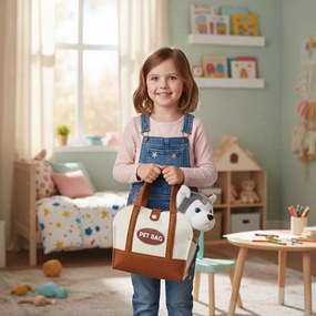 MULTISTORE Plyšový psík Husky v taške s kefkou – hračka pre deti 3+