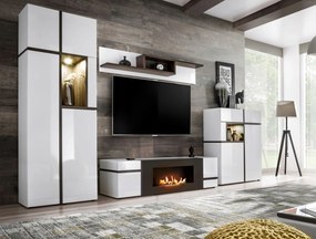 Obývacia Stena do obývačky s biokrbom Cross K Biely lesk