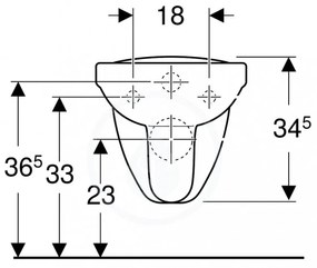 GEBERIT Vitalis závesné WC s hlbokým splachovaním, predĺžené vyloženie, 355 x 700 mm, biela, 201500000