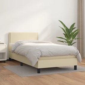 Boxspring posteľ s matracom krémová 100x200 cm umelá koža 3141049
