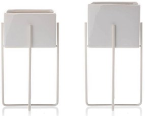 KERAMICKÝ KVETINÁČ SO STOJANOM MIZU 20,5X12 CM BIELA