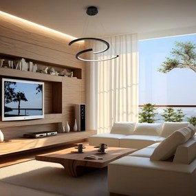 LED Luster na lanku DOUBLEMOON LED/30W/230V čierna