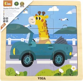 Puzzle na podstavci Viga 44629 9 dielikov - auto