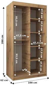 Šatníková skriňa 100 cm Lulu (kašmír). Akcia -21%. Vlastná spoľahlivá doprava až k Vám domov. 1125968