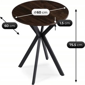 Vintino jedálenský stôl ERION 60 cm Orech / Čierny