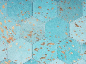 Okrúhly kožený koberec ⌀ 140 cm tyrkysový ZEYTIN Beliani
