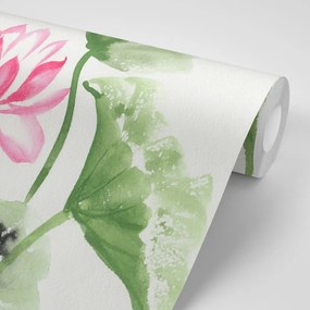Samolepiaca tapeta akvarelový lotosový kvet - 300x200