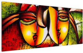 Obraz - Olejomaľba, abstraktné tváre (120x50 cm)