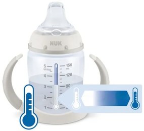NUK Dojčenská fľaša na učenie NUK s kontrolou teploty 150 ml biela