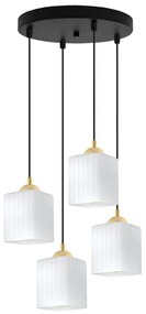 Závesné svietidlo Riffle Square, 4x biele sklenené tienidlo, b/g, o