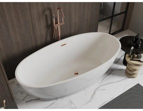 Mexen Bilbao, voľne stojaca vaňa 180 x 90 cm, biela, ružové zlato prepad, 51311809000-60