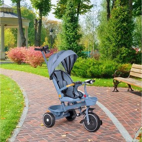 Detská trojkolka ECOTOYS modrá s otočným sedadlom 360°, strieškou a bezpečnostnými pásmi