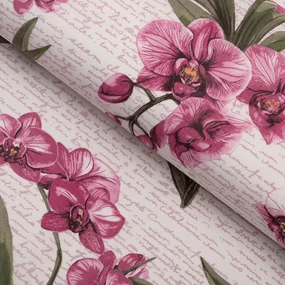 Biante Bavlnený záves Sandra SA-635 Ružovofialové orchidey na bielom 150x220 cm
