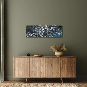 Obraz s kvetinovým dekorom (s hodinami) (90x30 cm)