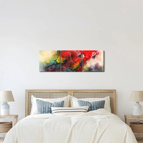 Obraz červených papagájov ara (s hodinami) (90x30 cm)