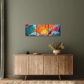 Obraz - Mozaika vĺn (s hodinami) (90x30 cm)