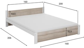 Posteľ IKAROS 160 x 200 cm, biela/dub sonoma Rošt: S lamelovým roštom, Matrac: Bez matraca