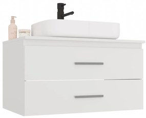 Závěsná skříňka pod umyvadlo s deskou NEL 2S 80 cm bílá