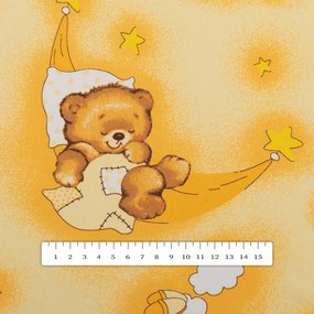 Biante Detské bavlnené posteľné obliečky do postieľky Sandra SA-727 Spiace medvedíky na žltooranžovom Do postieľky 90x140 a 50x70 cm