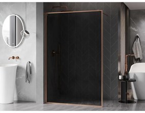 Mexen Kioto-F, sprchová zástena s rámom 140 x 202 cm, 8 mm šedé sklo, profil medená matná, 800-140-104-65-40