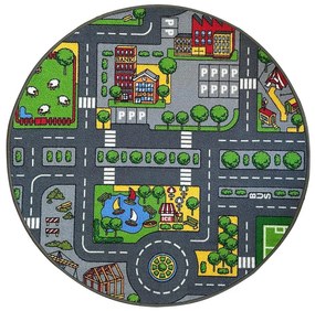 Koberec Kids Duoplay 1,0/1,0 okrúhly sivý