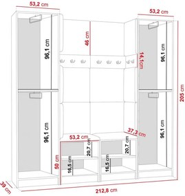 Predsieňová stena s lamelami KONRÁD Farba korpusu: Biela