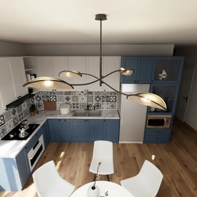 Luster na tyči LOTUS 4xE14/10W/230V čierna/béžová