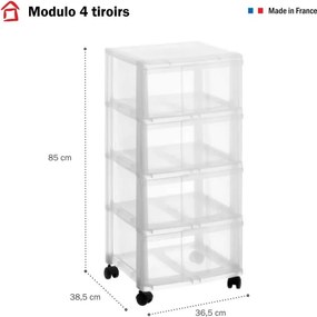 SUNDIS Úložný box so 4 zásuvkami, transparentný, ORGAMIX - MAXI