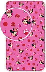 Jerry Fabrics Bavlnené napínacia prestieradlo 90x200 + 25 cm - Minnie "Hearts 02"