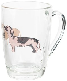 Sklenený hrnček s jazvečíkmi Dachshund Love - 11*8*11 cm / 300 ml