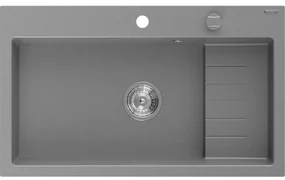Mexen Omar, 1-komorový granitový drez 800x480x210 mm, šedá, chrómový sifón, 6520801005-71
