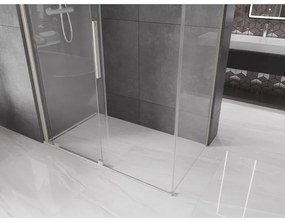 Mexen Velar, sprchový kút s posuvnými dverami 160 x 100 cm, 8mm číre sklo, brúsená oceľ, 871-160-100-01-97