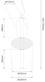 Závesné svietidlo Arame, 2x biele sklenené/1x čierne drôtené tienidlo, b