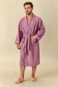 Vaflový župan ružový s bielou lemovkou Veľkosť: L/XL