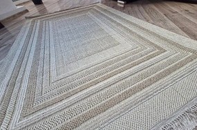 Béžový koberec Boho 872-B s geometrickým vzorom obdĺžnikov Rozmer: 60x100 cm