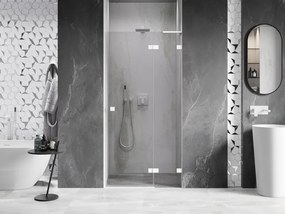 Mexen Lunar L, pravé otočné sprchové dvere 120 cm, 8mm číre sklo, biely profil, 834L-120-000-20-00-P