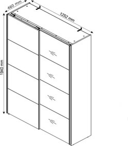 Šatníková skriňa Carlos 125/43 2D, dub sonoma, 125 cm