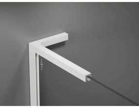 Mexen Kioto+ L, sprchová zástena Walk-In s poličkou a vešiakom 100 x 200 cm, 8mm číre sklo biely vzor, biely profil, 800-100-123-20-97