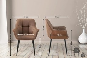 Stolička s podrúčkami Roseville - látka, nohy čierny kov - Sivo-hnedá (Taupe)