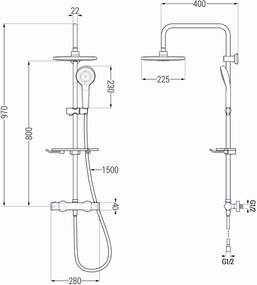 Mexen - KT05 sprchový set s termostatickou batériou Kai, zlatá - biela, 771500593-50