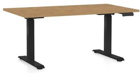 Výškovo nastaviteľný stôl OfficeTech D, 120 x 80 cm, čierna podnož, dub kamenný