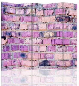 Gario Paraván Tehlová stena v ružovej farbe Rozmery: 180 x 170 cm, Prevedenie: Otočný paraván 360°