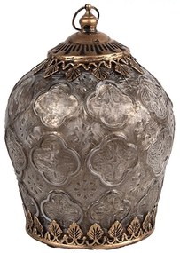 Hnedá sklenená svietiaca LED lampáš Balli - Ø 13*18 cm