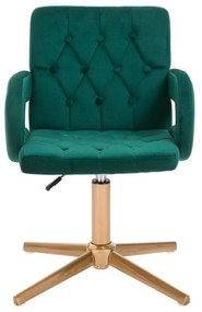 LuxuryForm DESIGN Stolička BOSTON VELUR na zlatom kríži - zelená