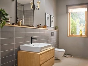 Hansgrohe Rebris E, umývadlová batéria 110 s odtokovou súpravou s tiahlom, CoolStart, čierna matná, 72559670