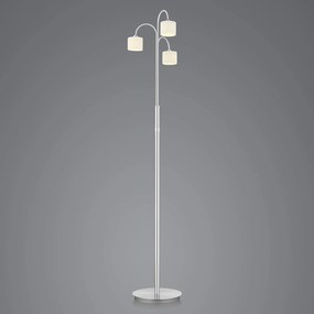 Stojaca LED lampa Mila z niklu 3-pl valcovitý tvar