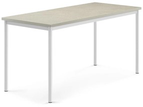 Stôl SONITUS, 1600x700x760 mm, linoleum - svetlošedá, biela