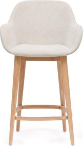 Béžová čalúnená barová stolička s podrúčkami (výška sedadla 66 cm) Konna – Kave Home