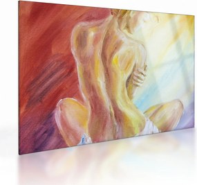 Sklenený obraz odpočívajúce ženy, olejomaľba (70x50 cm)
